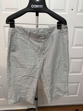 Willi Smith Black and White Striped Shorts with Subtle Sheen